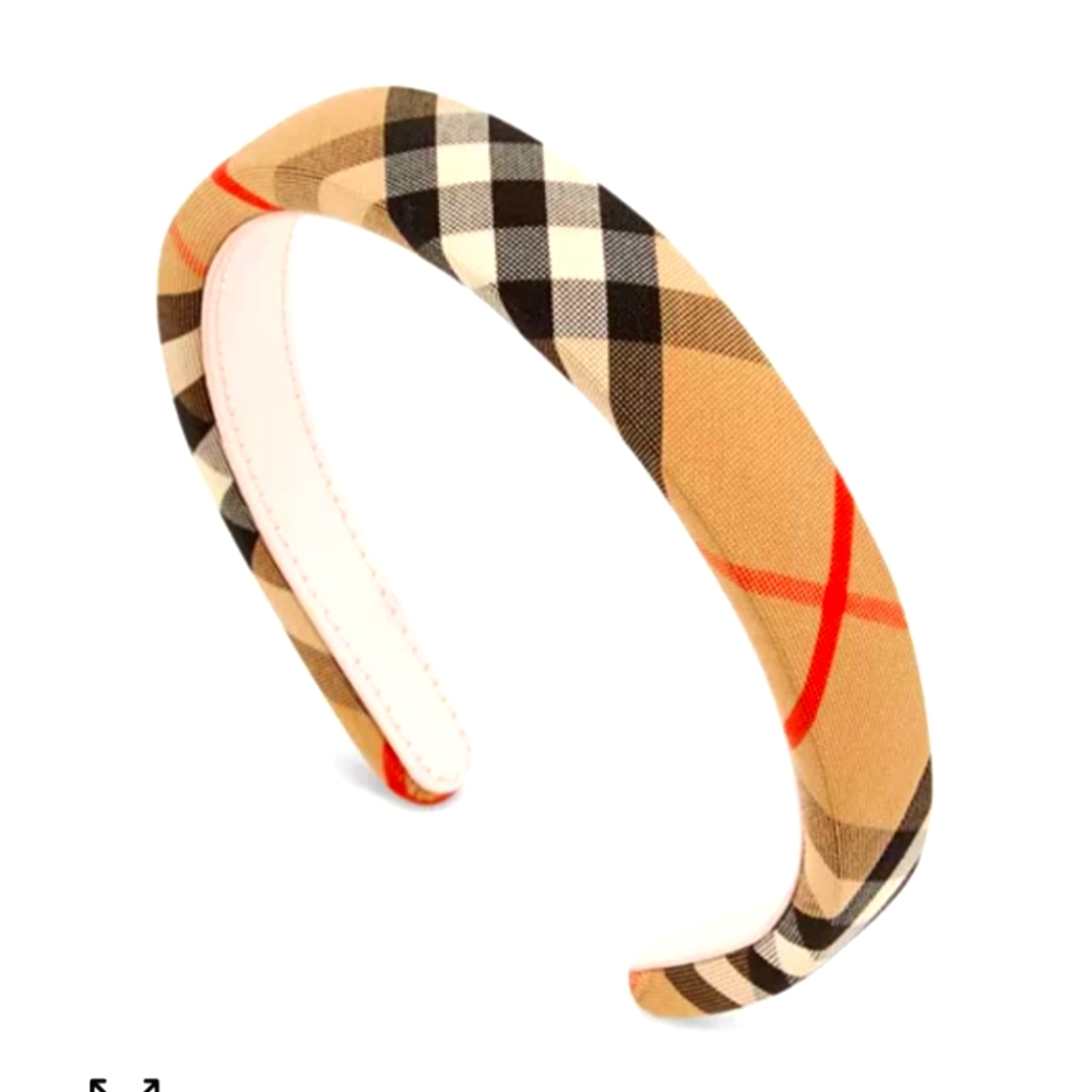 Burberry Tan Checkered Headband